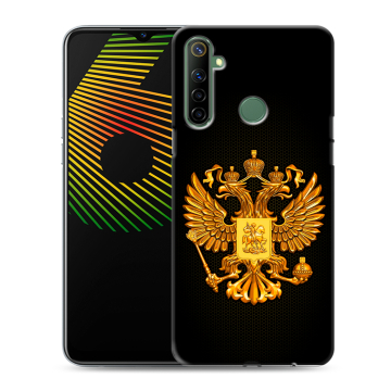 Силиконовый чехол на Realme 6i с принтом Герб России желтый Силиконовый чехол на Realme 6i с принтом Герб России желтый