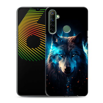 Силиконовый чехол на Realme 6i с принтом Волк ночной