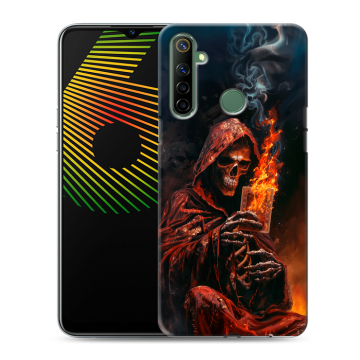 Силиконовый чехол на Realme 6i с принтом Скелет и карты Силиконовый чехол на Realme 6i с принтом Скелет и карты