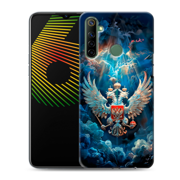 Силиконовый чехол на Realme 6i с принтом Герб флаг России Силиконовый чехол на Realme 6i с принтом Герб флаг России