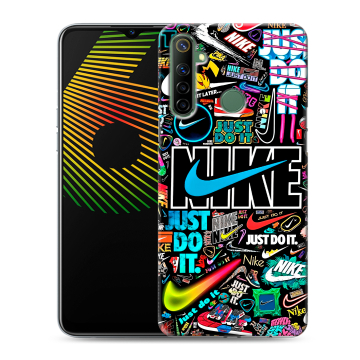 Силиконовый чехол на Realme 6i с принтом найк nike черный Силиконовый чехол на Realme 6i с принтом найк nike черный