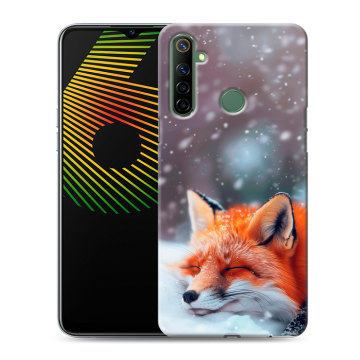 Силиконовый чехол на Realme 6i с принтом лиса Силиконовый чехол на Realme 6i с принтом лиса