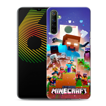 Силиконовый чехол на Realme 6i с принтом Майнкрафт Minecraft Силиконовый чехол на Realme 6i с принтом Майнкрафт Minecraft