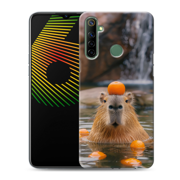 Силиконовый чехол на Realme 6i с принтом Капибара с апельсином Силиконовый чехол на Realme 6i с принтом Капибара с апельсином