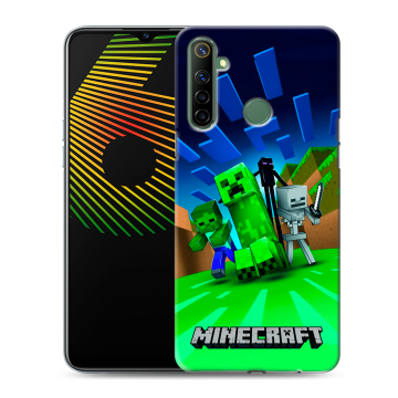Силиконовый чехол на Realme 6i с принтом Майнкрафт Силиконовый чехол на Realme 6i с принтом Майнкрафт