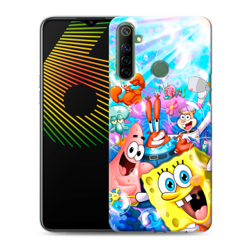 Силиконовый чехол на Realme 6i с принтом спанчбоб спанч боб Силиконовый чехол на Realme 6i с принтом спанчбоб спанч боб