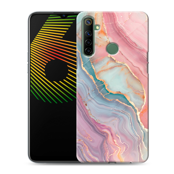 Силиконовый чехол на Realme 6i с принтом розовый мрамор Силиконовый чехол на Realme 6i с принтом розовый мрамор