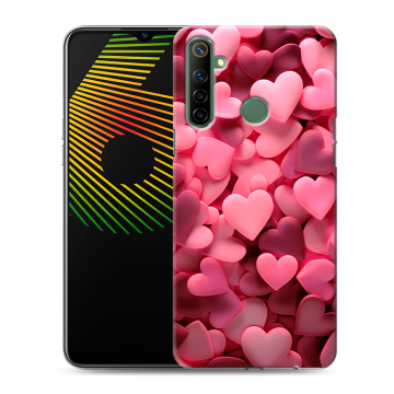 Силиконовый чехол на Realme 6i с принтом розовые сердечки Силиконовый чехол на Realme 6i с принтом розовые сердечки