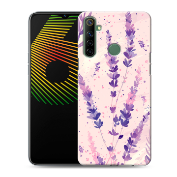 Силиконовый чехол на Realme 6i с принтом цветы лаванда Силиконовый чехол на Realme 6i с принтом цветы лаванда