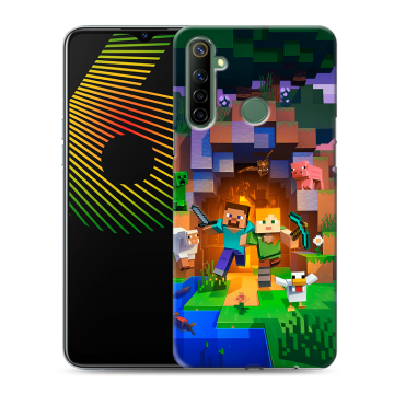 Силиконовый чехол на Realme 6i с принтом Майнкрафт Minecraft Силиконовый чехол на Realme 6i с принтом Майнкрафт Minecraft