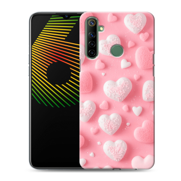 Силиконовый чехол на Realme 6i с принтом Сердечки Силиконовый чехол на Realme 6i с принтом Сердечки