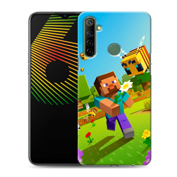 Силиконовый чехол на Realme 6i с принтом Майнкрафт Minecraft