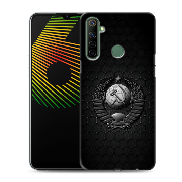 Силиконовый чехол на Realme 6i с принтом Герб Флаг СССР