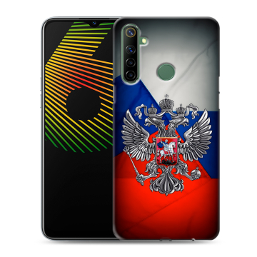 Силиконовый чехол на Realme 6i с принтом Флаг России Силиконовый чехол на Realme 6i с принтом Флаг России
