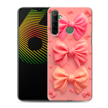 Силиконовый чехол на Realme 6i с принтом Розовые бантики Силиконовый чехол на Realme 6i с принтом Розовые бантики