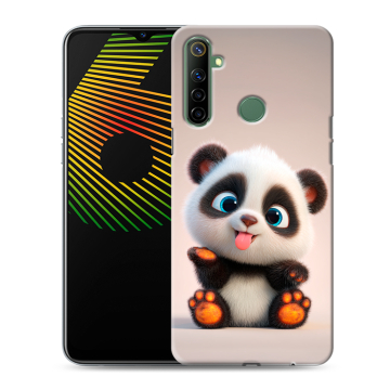 Силиконовый чехол на Realme 6i с принтом милая панда Силиконовый чехол на Realme 6i с принтом милая панда
