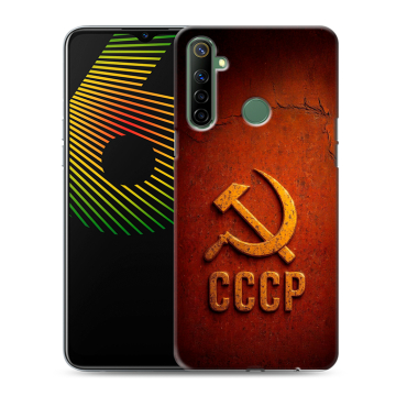 Силиконовый чехол на Realme 6i с принтом Флаг Герб СССР Силиконовый чехол на Realme 6i с принтом Флаг Герб СССР