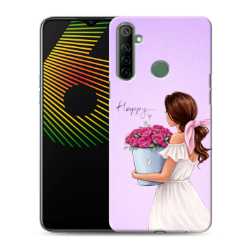 Силиконовый чехол на Realme 6i с принтом женский Силиконовый чехол на Realme 6i с принтом женский