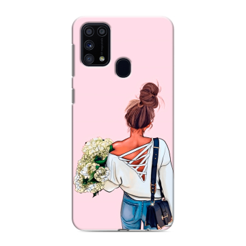 Силиконовый чехол на Samsung Galaxy M31 с принтом Девушка и букет