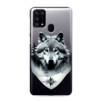 Силиконовый чехол на Samsung Galaxy M31 с принтом Волк в лесу Силиконовый чехол на Samsung Galaxy M31 с принтом Волк в лесу