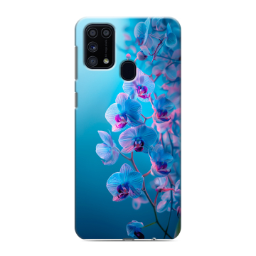 Силиконовый чехол на Samsung Galaxy M31 с принтом голубые орхидеи Силиконовый чехол на Samsung Galaxy M31 с принтом голубые орхидеи