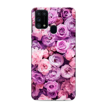 Силиконовый чехол на Samsung Galaxy M31 с принтом лавандовые розы Силиконовый чехол на Samsung Galaxy M31 с принтом лавандовые розы