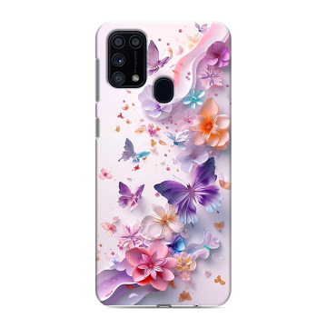 Силиконовый чехол на Samsung Galaxy M31 с принтом цветы бабочки