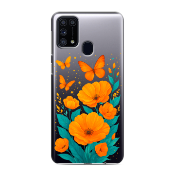 Силиконовый чехол на Samsung Galaxy M31 с принтом цветы бабочки Силиконовый чехол на Samsung Galaxy M31 с принтом цветы бабочки
