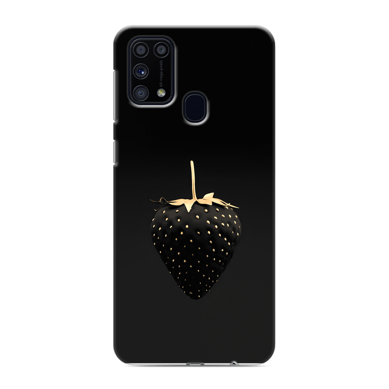 Силиконовый противоударный чехол на Samsung Galaxy M31 с принтом Черная клубника Силиконовый противоударный чехол на Samsung Galaxy M31 с принтом Черная клубника