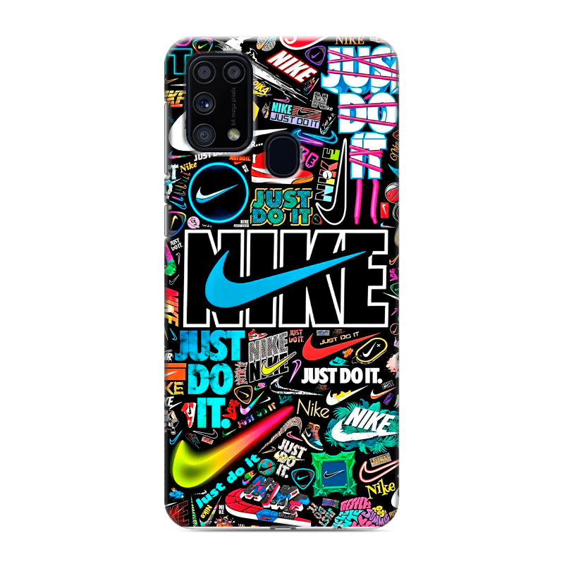 Силиконовый противоударный чехол на Samsung Galaxy M31 с принтом найк nike черный Силиконовый противоударный чехол на Samsung Galaxy M31 с принтом найк nike черный