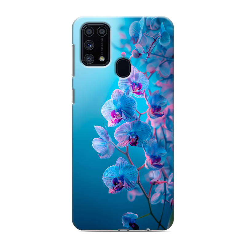 Силиконовый чехол на Samsung Galaxy M31 с принтом голубые орхидеи Силиконовый чехол на Samsung Galaxy M31 с принтом голубые орхидеи