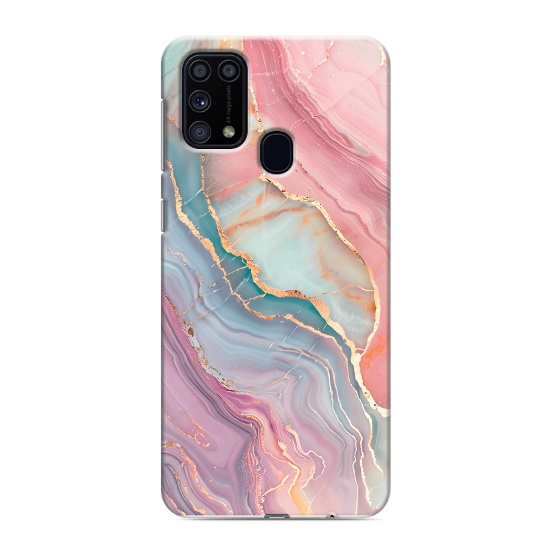 Силиконовый противоударный чехол на Samsung Galaxy M31 с принтом розовый мрамор Силиконовый противоударный чехол на Samsung Galaxy M31 с принтом розовый мрамор
