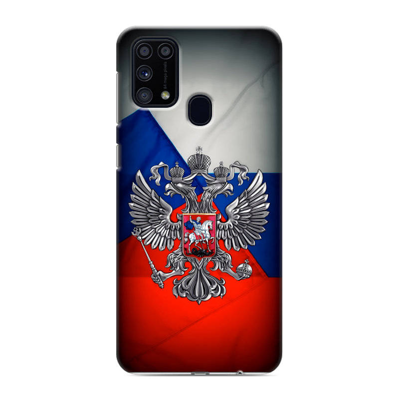 Силиконовый противоударный чехол на Samsung Galaxy M31 с принтом Флаг России Силиконовый противоударный чехол на Samsung Galaxy M31 с принтом Флаг России