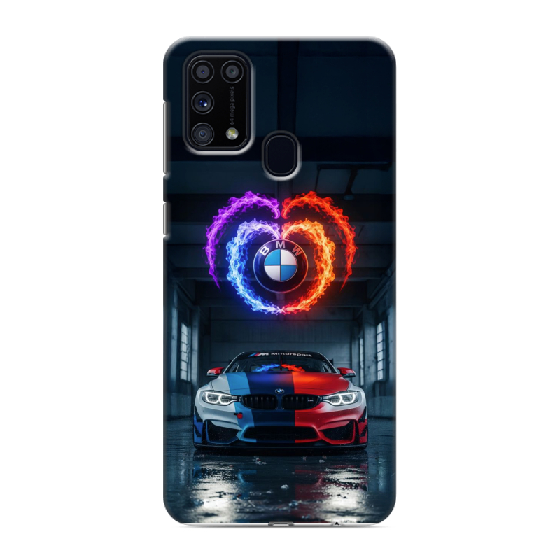 Силиконовый противоударный чехол на Samsung Galaxy M31 с принтом BMW БМВ Силиконовый противоударный чехол на Samsung Galaxy M31 с принтом BMW БМВ