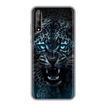 Силиконовый чехол на Huawei Y8p с принтом Темный леопард Силиконовый чехол на Huawei Y8p с принтом Темный леопард