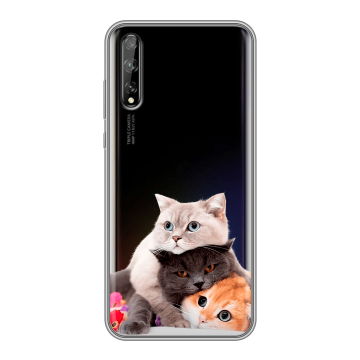 Силиконовый чехол на Huawei Y8p с принтом Кошки Силиконовый чехол на Huawei Y8p с принтом Кошки