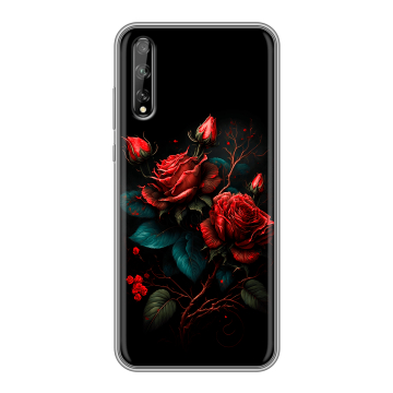 Силиконовый чехол на Huawei Y8p с принтом Розы красные Силиконовый чехол на Huawei Y8p с принтом Розы красные
