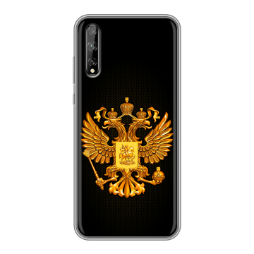 Силиконовый чехол на Huawei Y8p с принтом Герб России желтый Силиконовый чехол на Huawei Y8p с принтом Герб России желтый