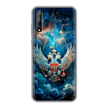 Силиконовый чехол на Huawei Y8p с принтом Герб флаг России Силиконовый чехол на Huawei Y8p с принтом Герб флаг России