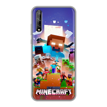 Силиконовый чехол на Huawei Y8p с принтом Майнкрафт Minecraft