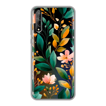 Силиконовый чехол на Huawei Y8p с принтом Цветы паттерн