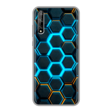 Силиконовый чехол на Huawei Y8p с принтом Неоновые соты