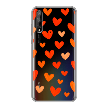 Силиконовый чехол на Huawei Y8p с принтом Сердечки