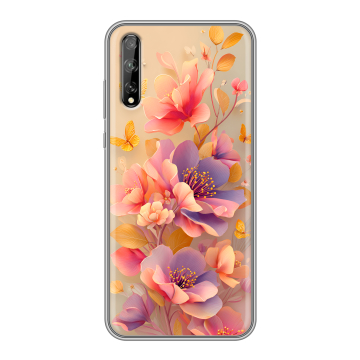 Силиконовый чехол на Huawei Y8p с принтом Цветы и бабочки Силиконовый чехол на Huawei Y8p с принтом Цветы и бабочки