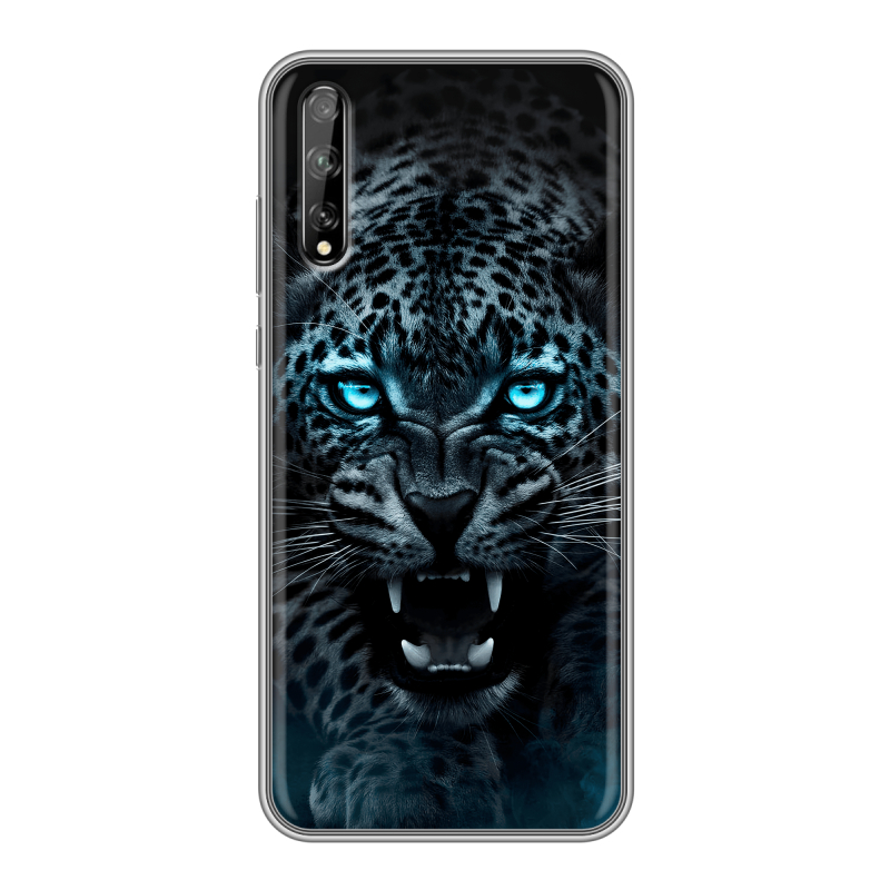 Силиконовый чехол на Huawei Y8p с принтом Темный леопард Силиконовый чехол на Huawei Y8p с принтом Темный леопард
