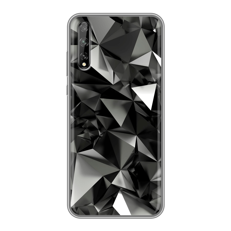 Пластиковый чехол на Huawei Y8p с принтом Черные кристаллы Пластиковый чехол на Huawei Y8p с принтом Черные кристаллы