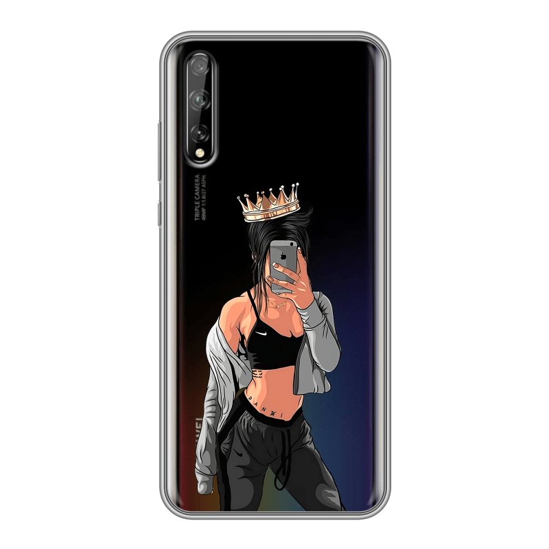 Силиконовый противоударный чехол на Huawei Y8p с принтом Женские принты Силиконовый противоударный чехол на Huawei Y8p с принтом Женские принты