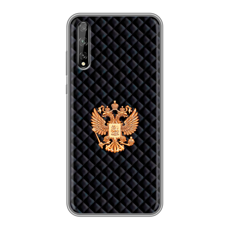 Силиконовый противоударный чехол на Huawei Y8p с принтом Герб России принт Силиконовый противоударный чехол на Huawei Y8p с принтом Герб России принт
