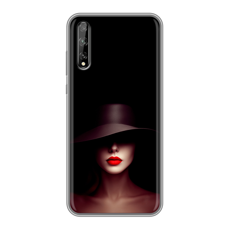 Силиконовый чехол на Huawei Y8p с принтом Девушка в шляпе Силиконовый чехол на Huawei Y8p с принтом Девушка в шляпе