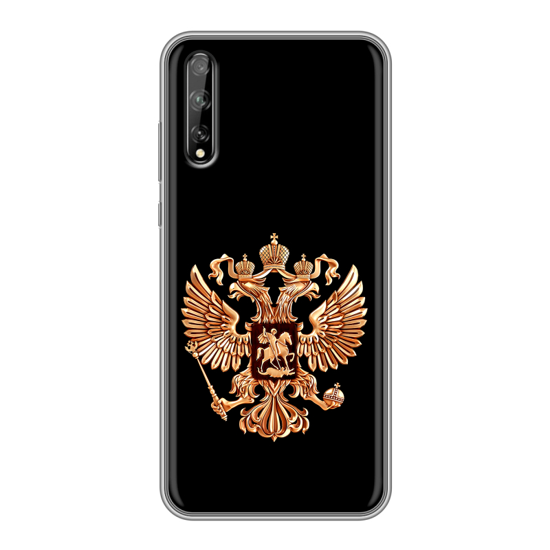 Силиконовый чехол на Huawei Y8p с принтом Герб России золотой Силиконовый чехол на Huawei Y8p с принтом Герб России золотой